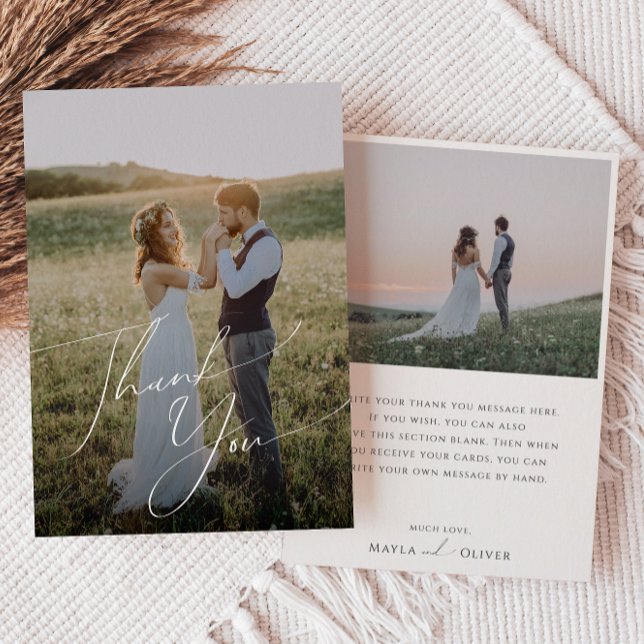 Carte De Remerciements Whimsical Minimalist Script photo plat (Créateur téléchargé)