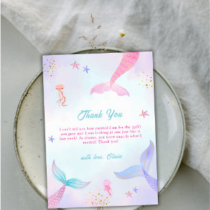 Carte De Remerciements Whimsical Ocean Summer Mermaid Tail Baby shower
