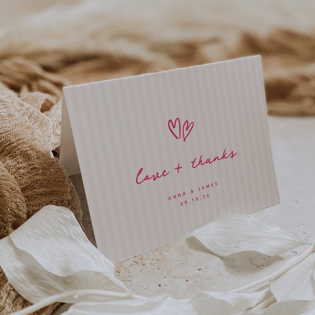 Carte De Remerciements Whimsical Pink Hearts Photo Mariage (Créateur téléchargé)