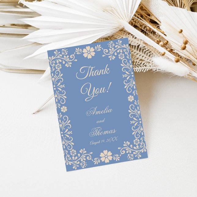Carte De Remerciements Whimsical Powder Blue Wedding Thank You (Créateur téléchargé)