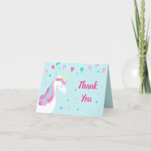 Carte De Remerciements Whimsical Rainbow Unicorn Anniversaire