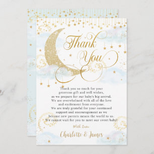 Carte De Remerciements Whimsical Twinkle petit Baby shower bleu étoile