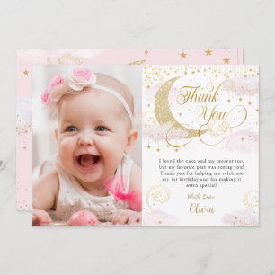 Carte De Remerciements Whimsical Twinkle petit étoile rose photo d'annive