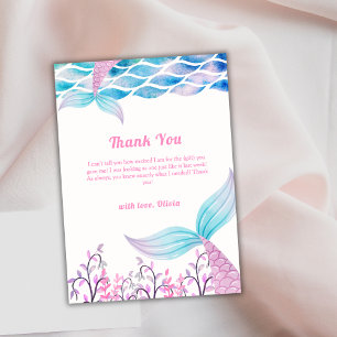 Carte De Remerciements Whimsical Under Sea Mermaid Tail Baby shower