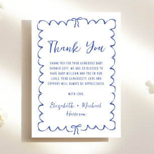 Carte De Remerciements Whimsical Wavy Frame Baby Boy Douche
