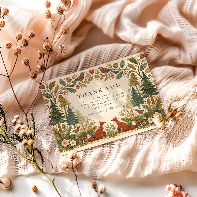 Carte De Remerciements Whimsical Woodland Forest Wedding (Créateur téléchargé)