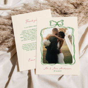 Carte De Remerciements Whimsky Quirky manuscrit Mariage Bow