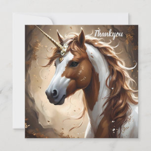 Carte De Remerciements Whispers De L'Imaginaire Brown Et Blanc Unicorn,