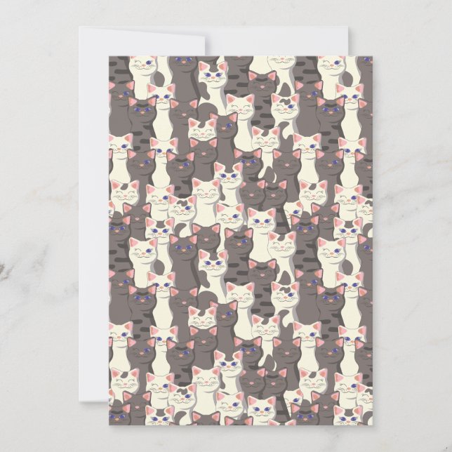Carte De Remerciements White and gray cats pattern (Devant)
