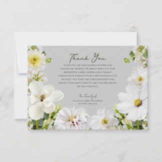 Carte De Remerciements White Floral Funeral Thank You Card