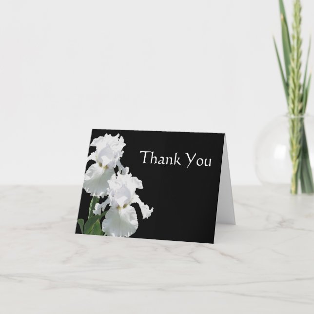 Carte De Remerciements White Irises on Black (Devant)