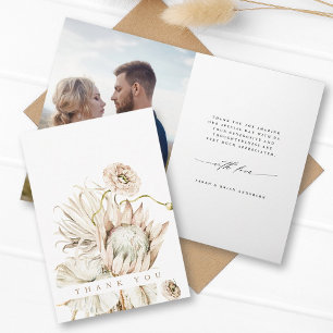 Carte De Remerciements Wild Boho Protea Pampas Grass Floral Mariage Photo