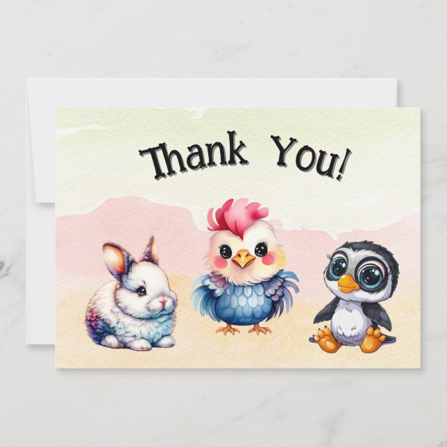 Carte De Remerciements Wild One Happy Fun Woodland Animaux Aquarelle (Devant)