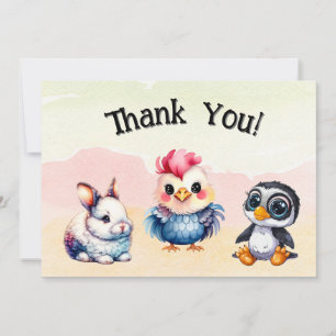 Carte De Remerciements Wild One Happy Fun Woodland Animaux Aquarelle