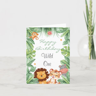 Carte De Remerciements Wild one Jungle Animaux Tropical Boy Anniversaire