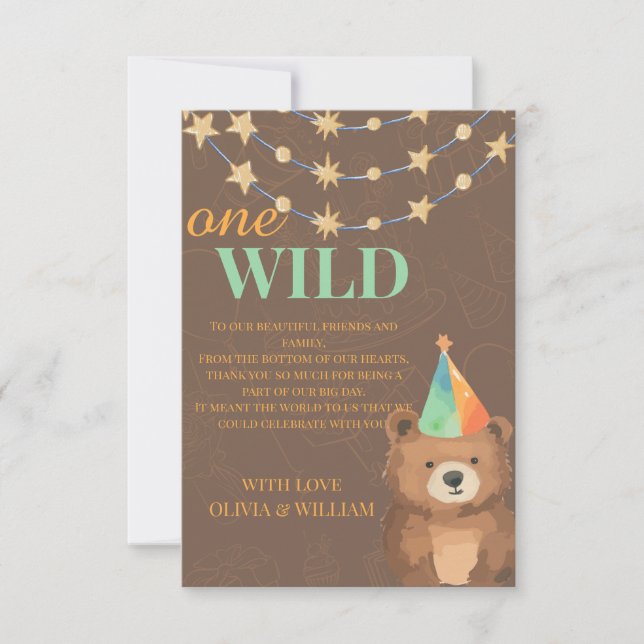 Carte De Remerciements Wild One : Rejoignez-nous pour un premier annivers (Devant)