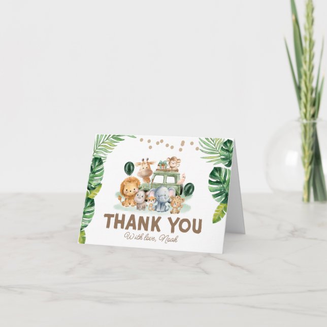 Carte De Remerciements Wild One Safari 1st Birthday Thank You (Devant)