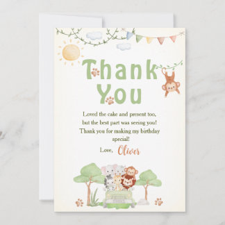 Carte De Remerciements Wild One Safari Animals Boy Birthday