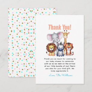Carte De Remerciements Wild One Safari Animaux Baby shower garçon