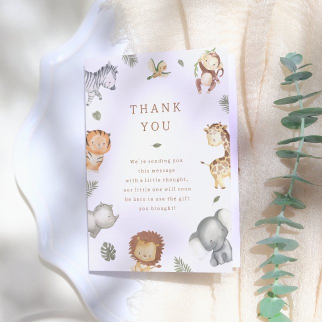 Carte De Remerciements Wild One Safari Animaux Baby shower garçon (Créateur téléchargé)