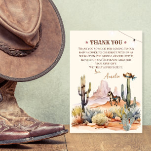 Carte De Remerciements Wild West Boy Un Petit Baby shower Rustique Cowboy