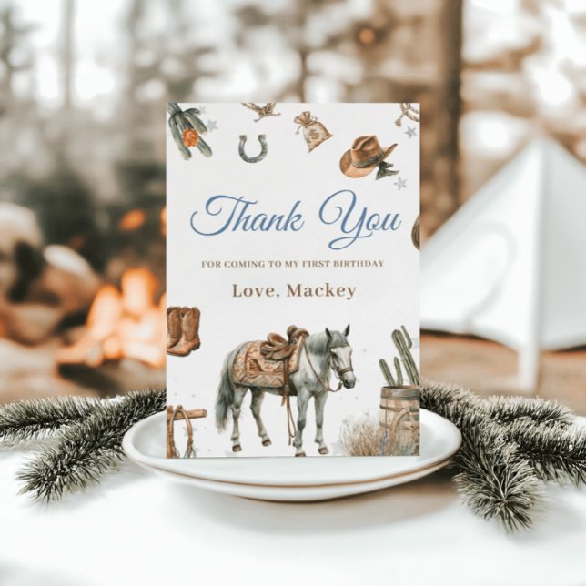 Carte De Remerciements Wild West Cowboy Rodeo Premier anniversaire (Créateur téléchargé)