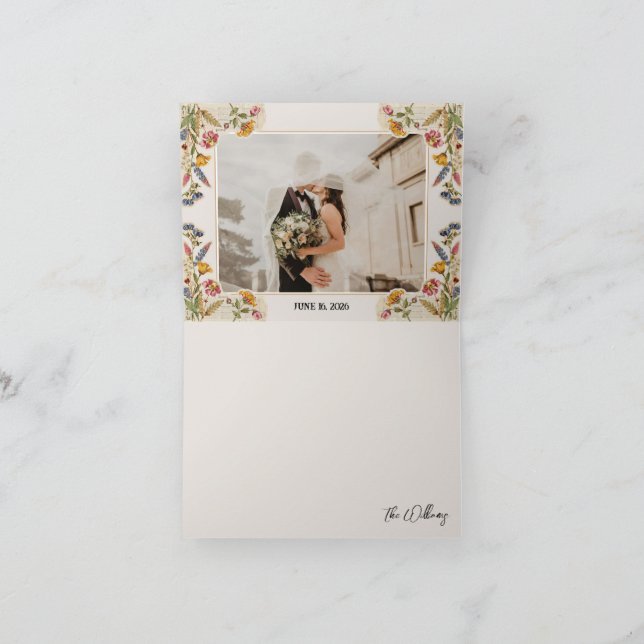 Carte De Remerciements WildFlowe Jardin Vintage Mariage (Intérieur)