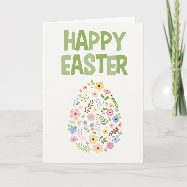 Carte De Remerciements Wildflower Easter Egg Pattern Holiday Card (Devant)
