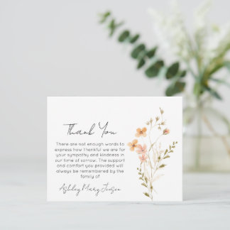 Carte De Remerciements Wildflower Funeral Thank You Card Bereavement 