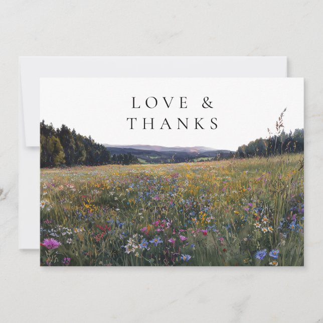 Carte De Remerciements Wildflowers Floral Meadow Wedding Photo (Devant)