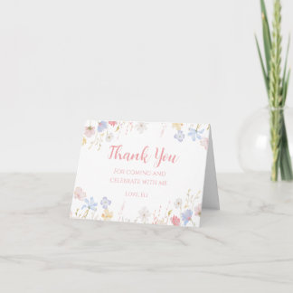 Carte De Remerciements WILDFLOWERS Floral spring Thank you card