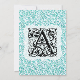 Carte De Remerciements William Morris Alphabet Willow Bough Aqua Turquois