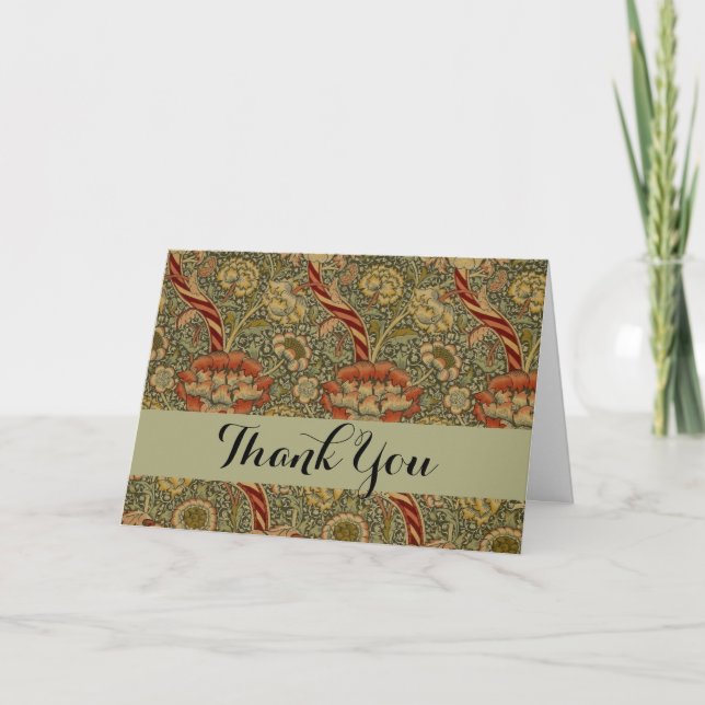 Carte De Remerciements William Morris Wandle Anglais Floral Damask Design (Devant)