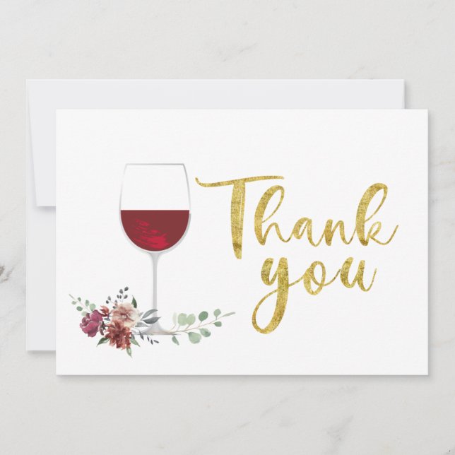 Carte De Remerciements wine gold Thank You Card (Devant)