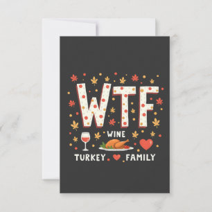 Carte De Remerciements WIne Turquie Famille drôle Thanksgiving