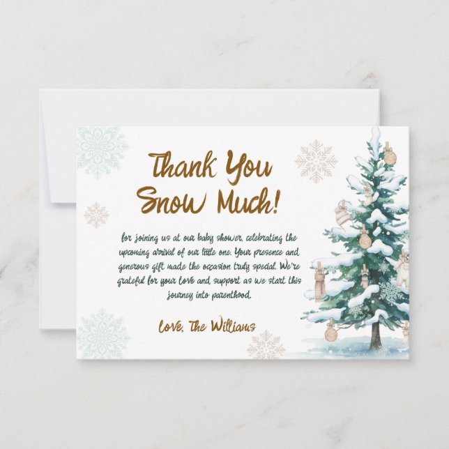 Carte De Remerciements Winter Baby Shower  (Devant)