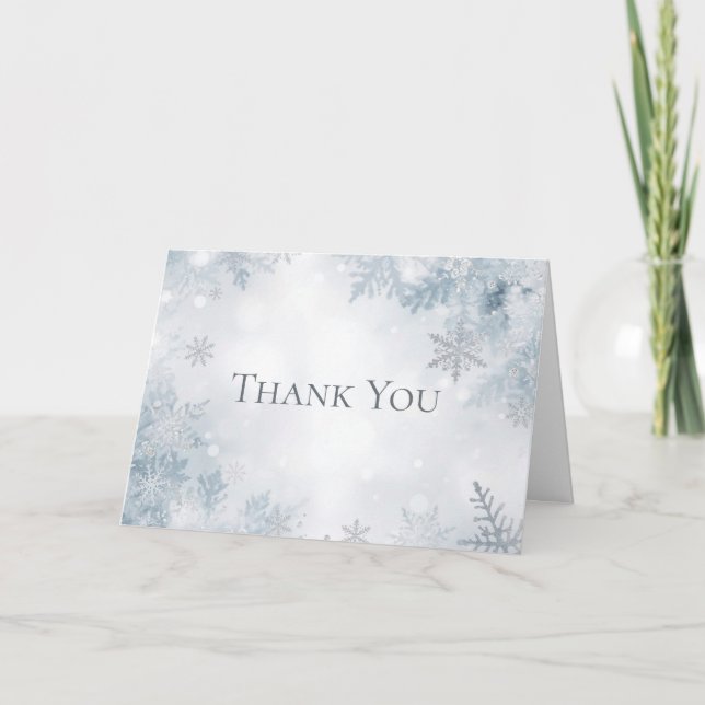 Carte De Remerciements Winter Birthday Thank You Cards Elegant Snow (Devant)