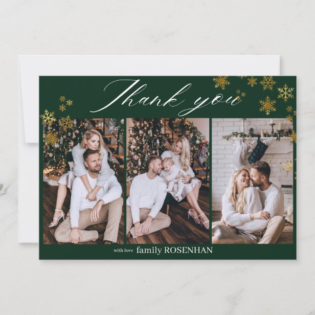 Carte De Remerciements Winter Elegant 3 Photo Thank You (Devant)