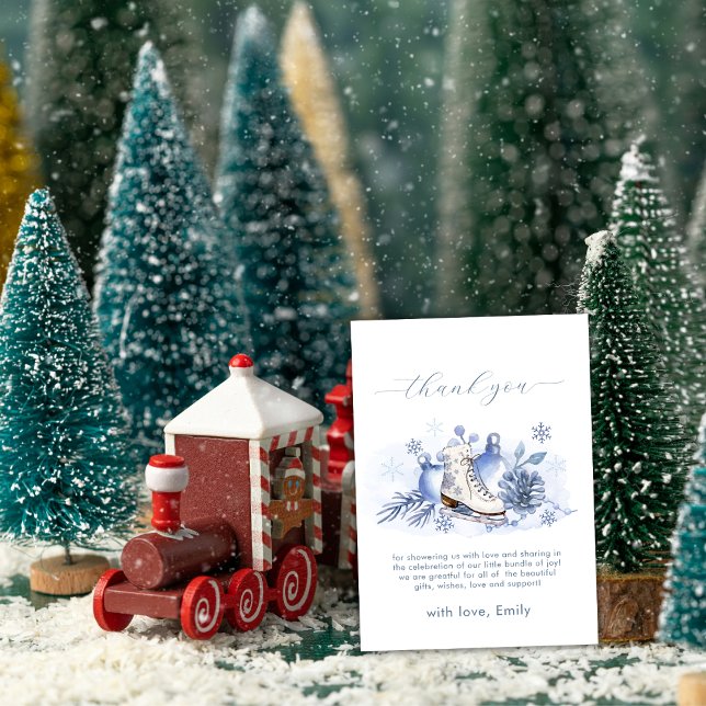 Carte De Remerciements Winter Snowflake Ice Skate Baby Shower (Winter Snowflake Ice Skate Baby Shower Thank You Card)