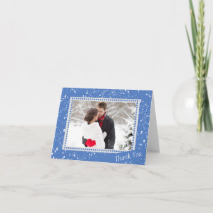 Carte De Remerciements Winter Snowman Wedding Photo Thank You