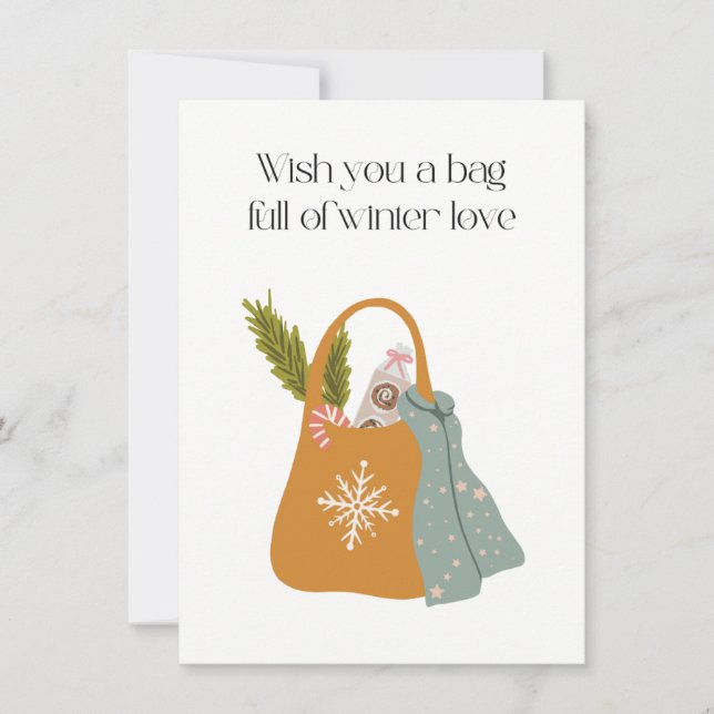 Carte De Remerciements Wish you a bag full of winter love (Devant)