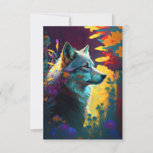 Carte De Remerciements Wolf Animal Portrait Peinture Faune En Plein Air