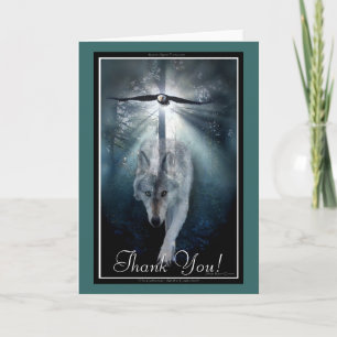 Carte De Remerciements Wolf & Eagle Wildlife Art Thank You Card