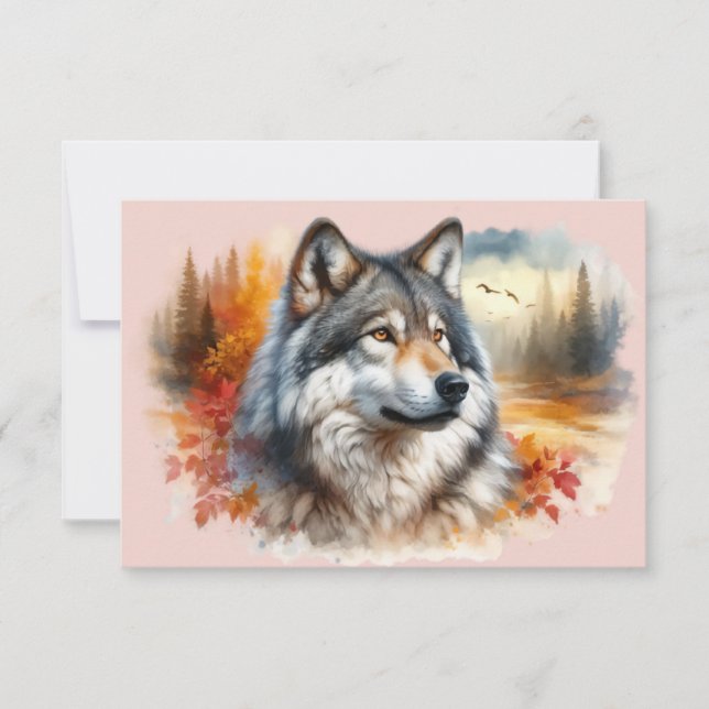 Carte De Remerciements Wolf en automne Couleurs : La beauté de la nature (Devant)
