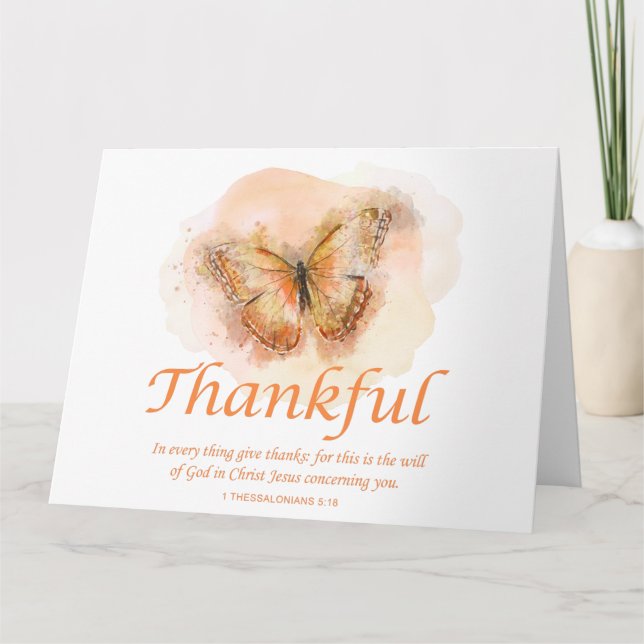 Carte De Remerciements Women’s Christian Butterfly Bible Verse: Thankful  (Devant)