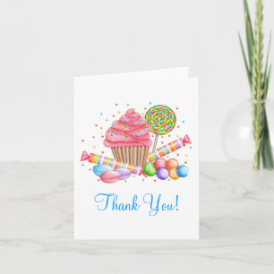 Carte De Remerciements Wonderland Cupcake Candy Lollipop Sweet Tarts