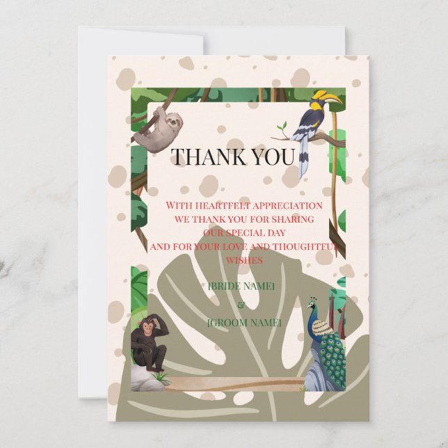 Carte De Remerciements Woodland Animal Wedding Thank You Card (Devant)