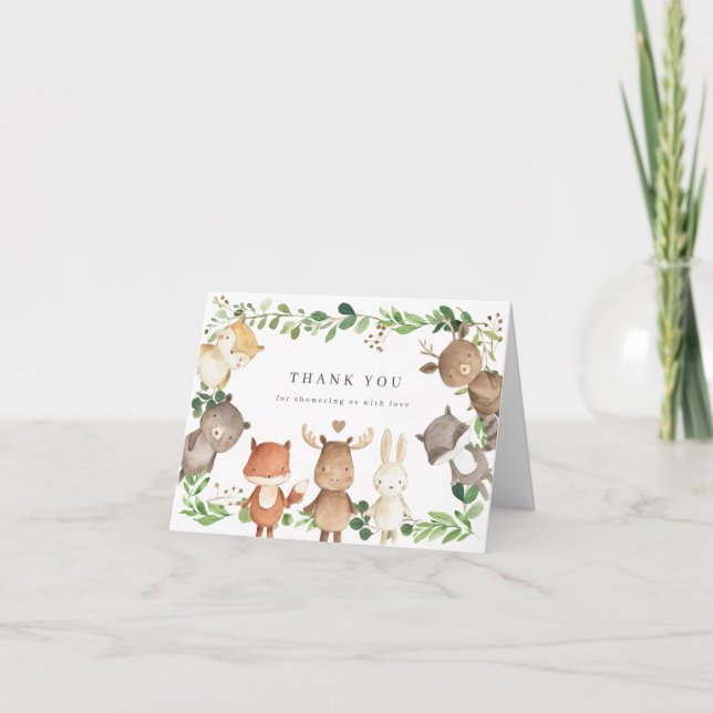 Carte De Remerciements Woodland Animals Baby Shower Thank You Card (Devant)