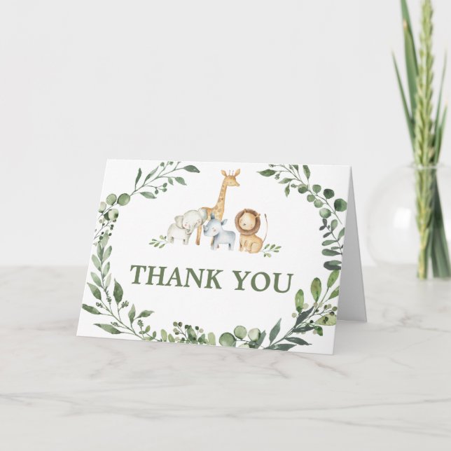 Carte De Remerciements Woodland Animals Botanical Baby Shower  (Devant)