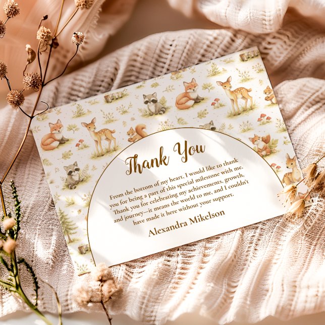 Carte De Remerciements Woodland Animals Wild One Birthday (Créateur téléchargé)